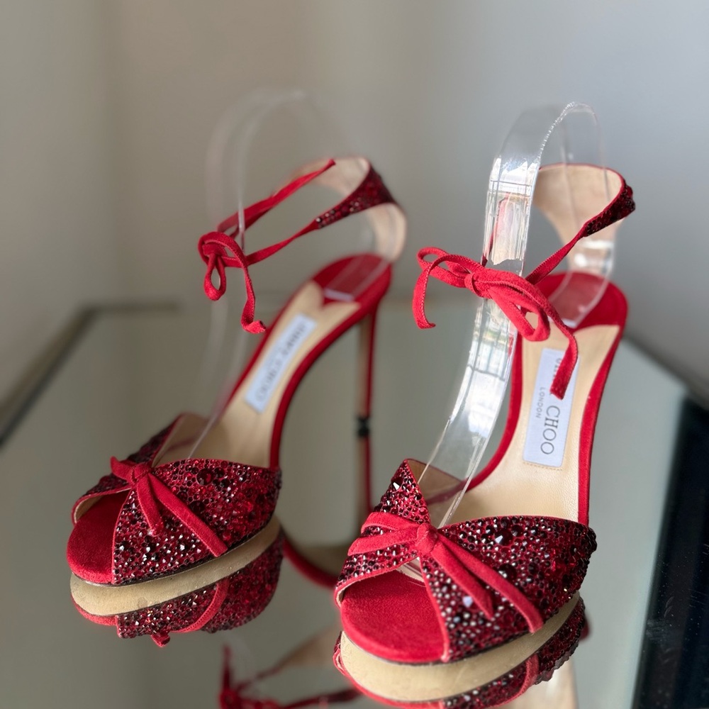 Like new JIMMY CHOO Talaya 100 Crystal Embellished suede sandals 36 - Picture 15 of 15